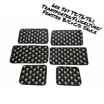 Thermomatten mit schwarzem Material und weißen Palmen